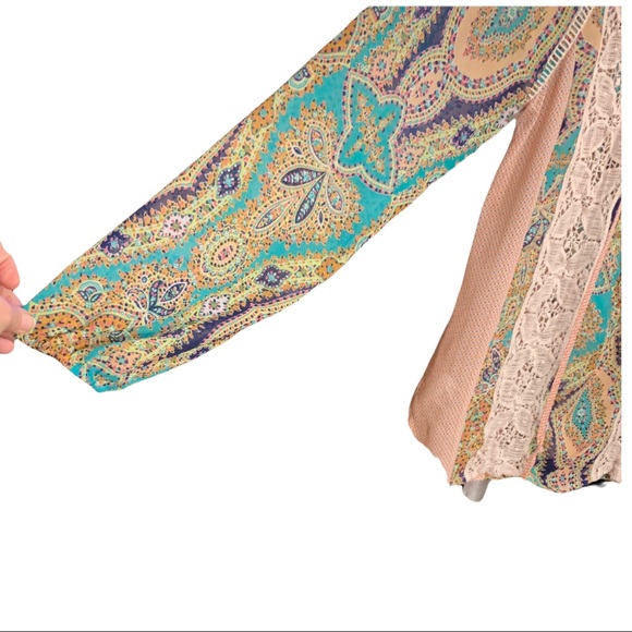 Anthropologie Meadow Rue peasant top w/lace detail paisley print sz s - Picture 7 of 10